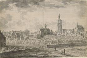 Ansicht von Den Haag mit der Grote Kerk von Südwesten