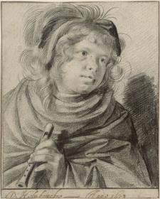 Knabe mit Flöte in der Hand