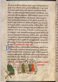 Augustin erklärt den vor ihm stehenden Männern den Psalter