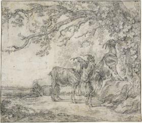 Landschaft mit Ziegen
