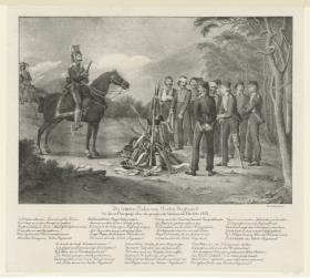 Die letzten Zehn vom vierten Regiment bei ihrem Übergange über die polnische Gränze im Herbste 1831