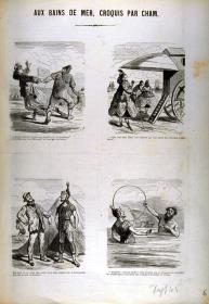 Aux Bains de mer, croquis par Cham