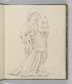 Allegorische Figur mit Kirchturm