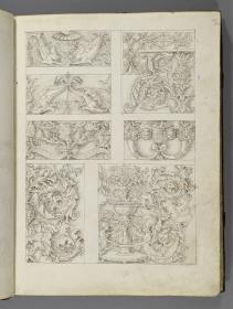 Codex Mantegna, fünf Friesdekore und Rankenornamente