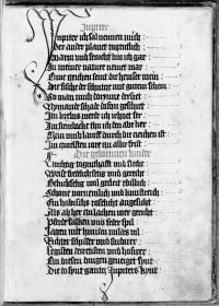 Planetenbuch (Blockbuch), Bl. 25 recto - Wirkung der Planeten, Jupiter - Text