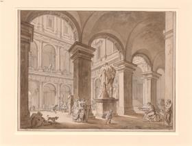 Blick in den Hof des Palazzo Farnese mit dem Herkules