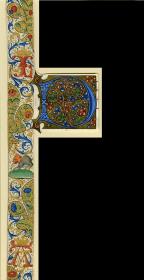 Zierleiste und Initiale D aus einem Antiphonar für Ludwig XII. und Anne de Bretagne, Frankreich