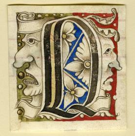 Initiale Q mit Masken aus einem Antiphonar für Ludwig XII. und Anne de Bretagne, Frankreich