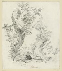 Kartusche mit mythologischer Büste, Silenus