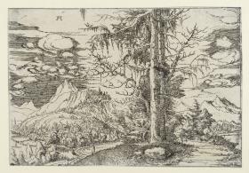 Landschaft mit zwei Fichten