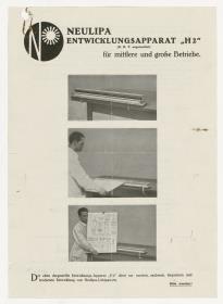 Neulipa Entwicklungsapparat "H2", Werbeblatt, Gebrauchsanweisung (Möbelentwürfe, Diverses)