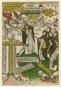 "Das nachgend bilde so erba(e)rmlich zeyget den strenngen undergang ettlicher außerwo(e)lten gotes freunde...", aus Suso, Henricus: Buch der Seusse, Blatt LXXVr