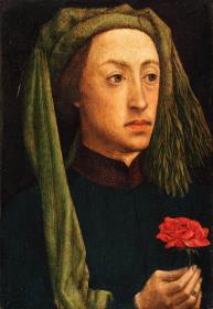 Bildnis eines jungen Mannes mit roter Rose