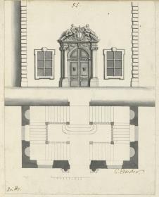 Königsberg. Treppengebäude mit Portal. Aufriss und Grundriss