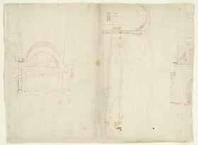 Diocletians Thermen, drei architektonische Skizzen von Innraumdetails