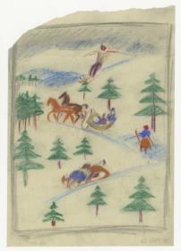 Wintersport-Ansicht (Figürliche u. a. Darstellungen)