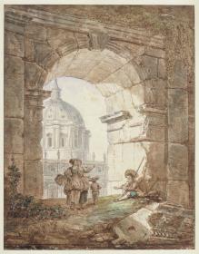 Blick auf St. Peter in Rom (Architektonisches Capriccio)
