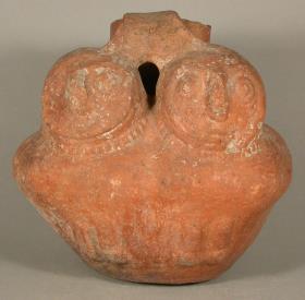 Anthropo-zoomorphes Figurenpaar (Vögel/Eulen)