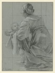 Studie einer knienden Frau mit Kind für das Gemälde "Das Martyrium des Hl. Eustachius")