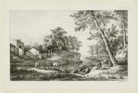 Flusslandschaft bei Ambronay mit Zeichner
