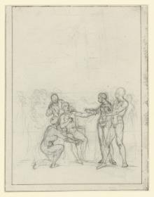 Entwurf zu einer Illustration von Voltaires "Alzire ou les Américains", 5. Akt, Finale: "Quoi donc, les vrais Chrétiens auraient tant de vertu"