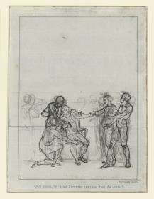Entwurf zu einer Illustration von Voltaires "Alzire ou les Américains", 5. Akt, Finale: "Quoi donc, les vrais Chrétiens auraient tant de vertu"