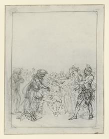 Entwurf zu einer Illustration von Voltaires "Alzire ou les Américains", 5. Akt, Finale: "Quoi donc, les vrais Chrétiens auraient tant de vertu"
