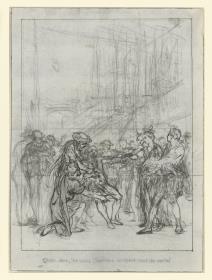Entwurf zu einer Illustration von Voltaires "Alzire ou les Américains", 5. Akt, Finale: "Quoi donc, les vrais Chrétiens auraient tant de vertu"