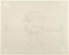 Wien, Ausstellungsgebäude der Secession, Aufriss, Skizze zum endgültigen Entwurf