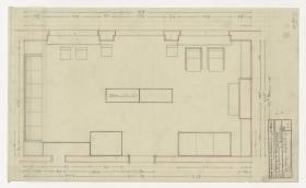 Kaminzimmer, Grundriss, Auftrag Götsch, Musikheim (Möbelentwürfe, Wohnräume)