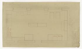 Kaminzimmer, Grundriss, Auftrag Götsch, Musikheim (Möbelentwürfe, Wohnräume)