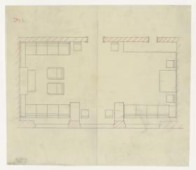 Kaminzimmer, Grundriss 1, Auftrag Götsch, Musikheim (Möbelentwürfe, Wohnräume)