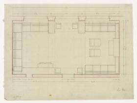 Kaminzimmer, Grundriss 2A, Auftrag Götsch, Musikheim (Möbelentwürfe, Wohnräume)