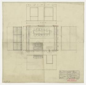 Sitzungs- u. Ausstellungsraum, Einrichtung Grundriss, Auftrag J. Weiermann AG (Möbelentwürfe, Arbeitsräume)