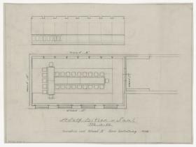 Grundriss und Wand "B", Adolf-Hitler-Saal, Auftrag Gauverwaltung "DAF" Hannover (Lagepläne und Gebäude)