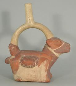 Lama mit Traglast und Mensch
