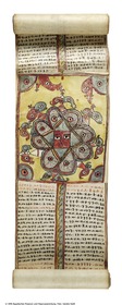 Äthiopische Lederrolle mit magischen Texten und Darstellungen