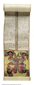 Äthiopische Lederrolle mit magischen Texten und Darstellungen