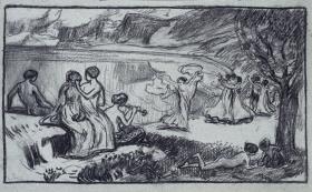 Frauen in Landschaft. Studie zum "Dekorativen Gemälde"