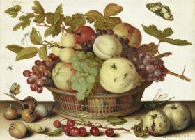 Stillleben mit Fruchtkorb