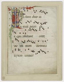 Ausschnitt aus einem Choralbuch mit figürlicher Initiale I