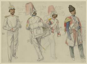 von Kossacowski, Kapitän vom Regiment Preobraschenski; Steppanoff, Tambour vom Regiment Kaiser von Österreich; Petroff, Flötist vom Regiment Friedrich Wilhelm III.; Dgingosow, Leskier