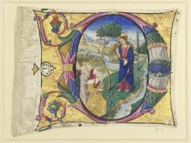 Initiale D mit Christus am Jordan