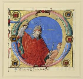 Initiale O mit hl. Ambrosinus