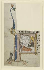 Initiale P mit Geburt der Maria. Initialausschnitt