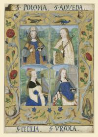 Die Heiligen Apollonia, Agathe, Cäcilia und Ursula.