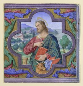 Ausschnitt mit Halbfigur des Evangelisten Johannes