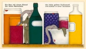Vorzeichnung zu Der mini mini DÜSENZWERG (Ein Herr mit Rüssel der liebte Marmelade)