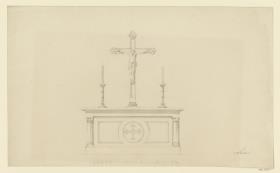 Entwurf für Altar mit Kruzifix, Aufriss
