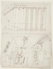 Eckansicht und Architektonische Details des Tempels der Fortuna Virilis